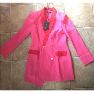 PRETTY LITTLE THING PINK/RED BLAZER DRESS US 6